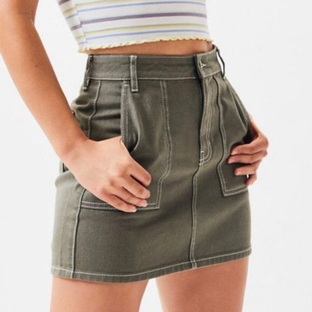 PacSun Olive Green Denim Skirt